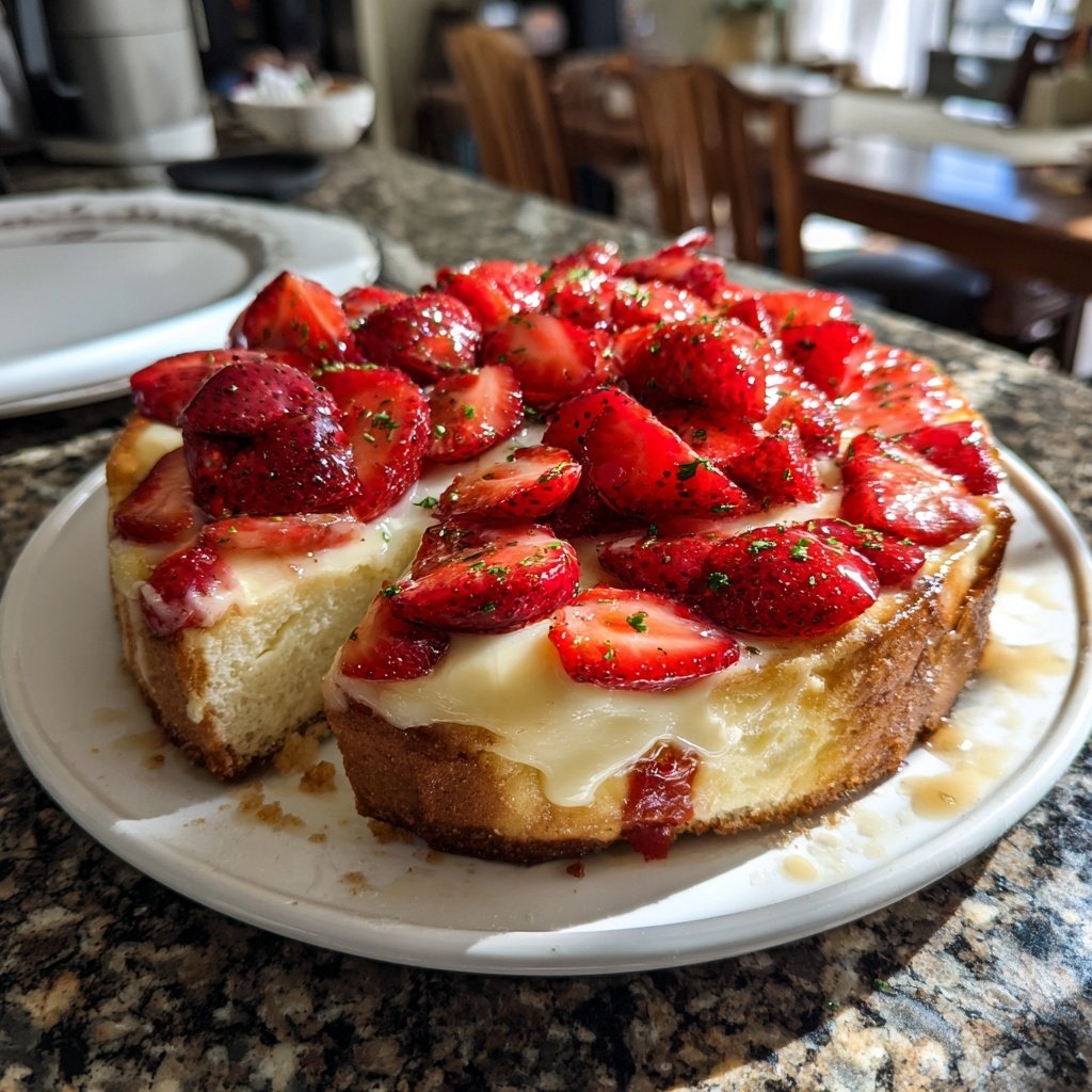 Saftiger Erdbeerkuchen Mit Vanillepudding