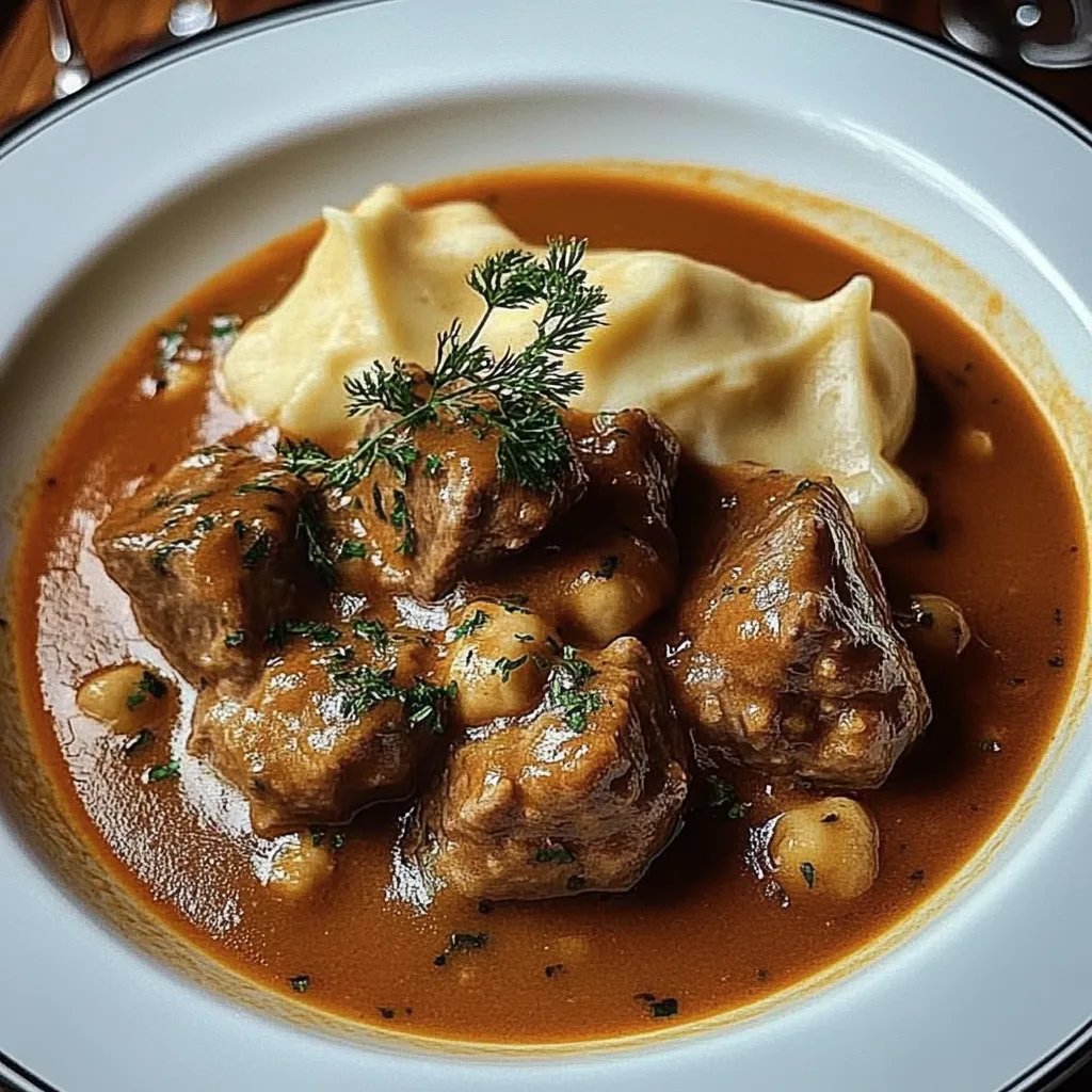 Rahmgulasch mit Serviettenknödel