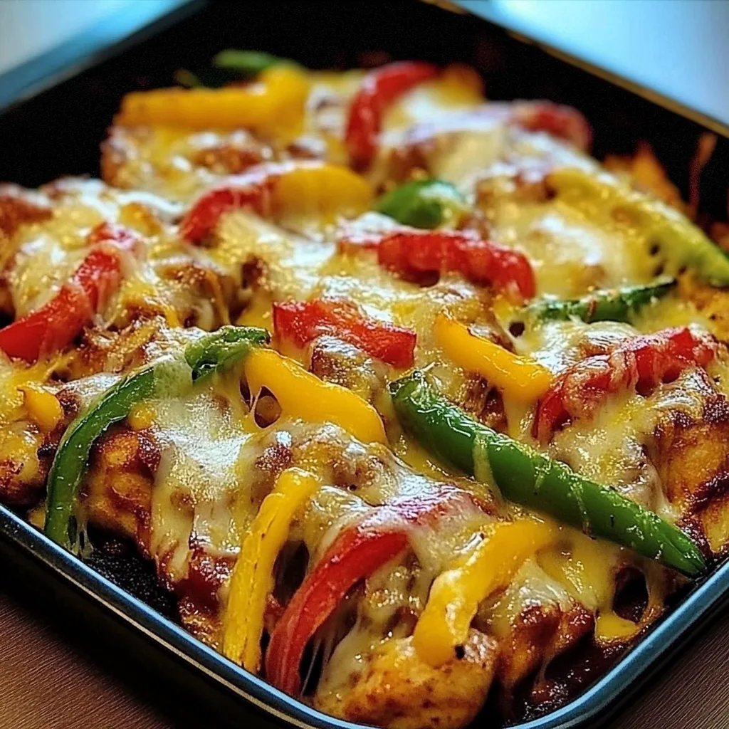 Käsiger Fajita Hähnchen Auflauf