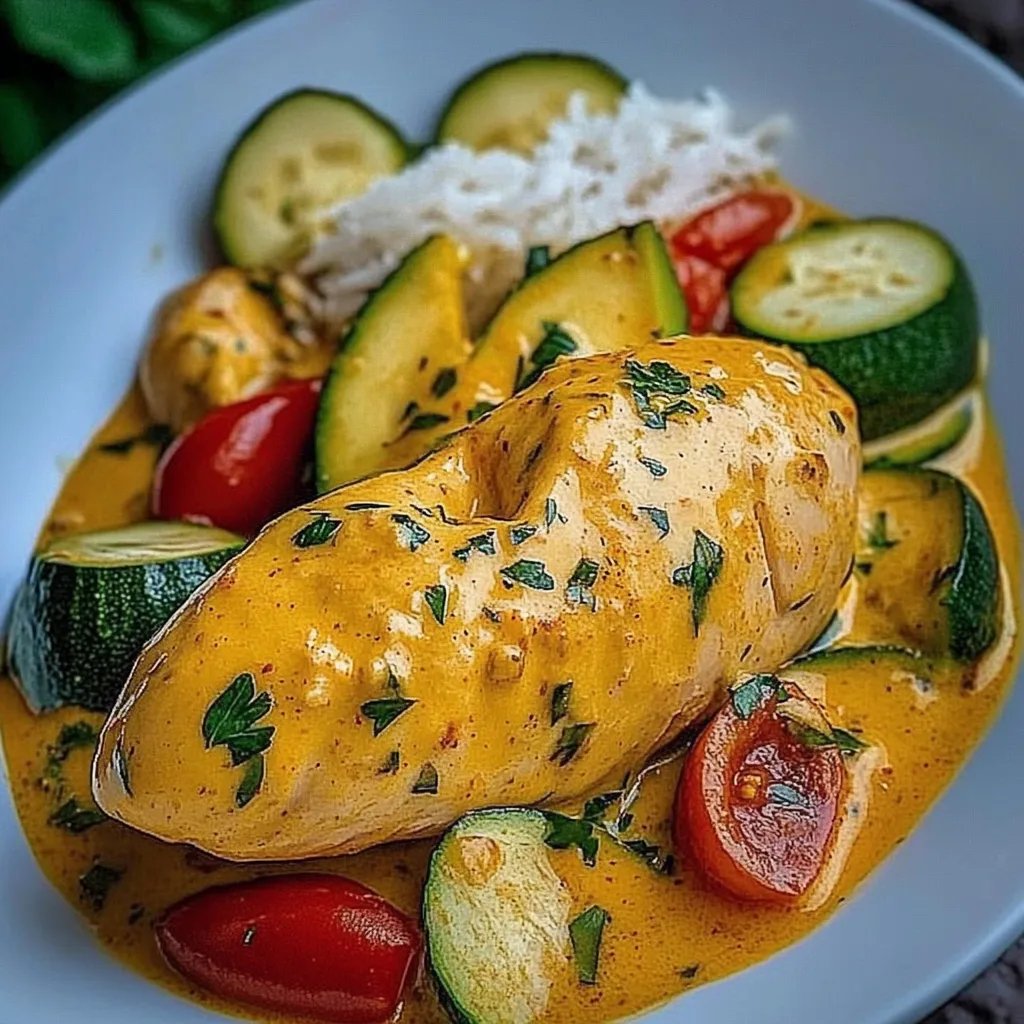 Paprika, Zucchini und Sahnehähnchen