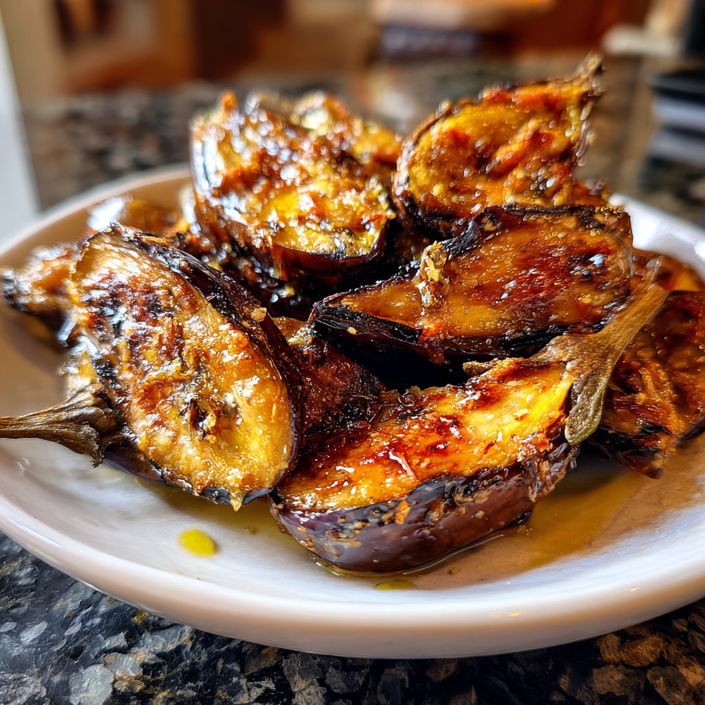 Gebackene Auberginen mit Knoblauchöl