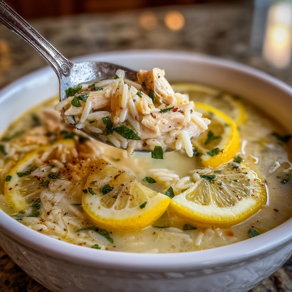 Zitronen-Hühnchen-Orzo-Suppe
