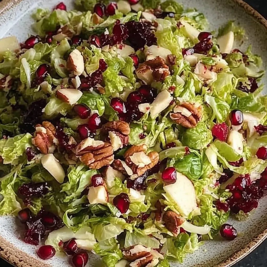Rohkostsalat mit gehobeltem Rosenkohl, Granatapfel und karamellisierten Pekannüssen