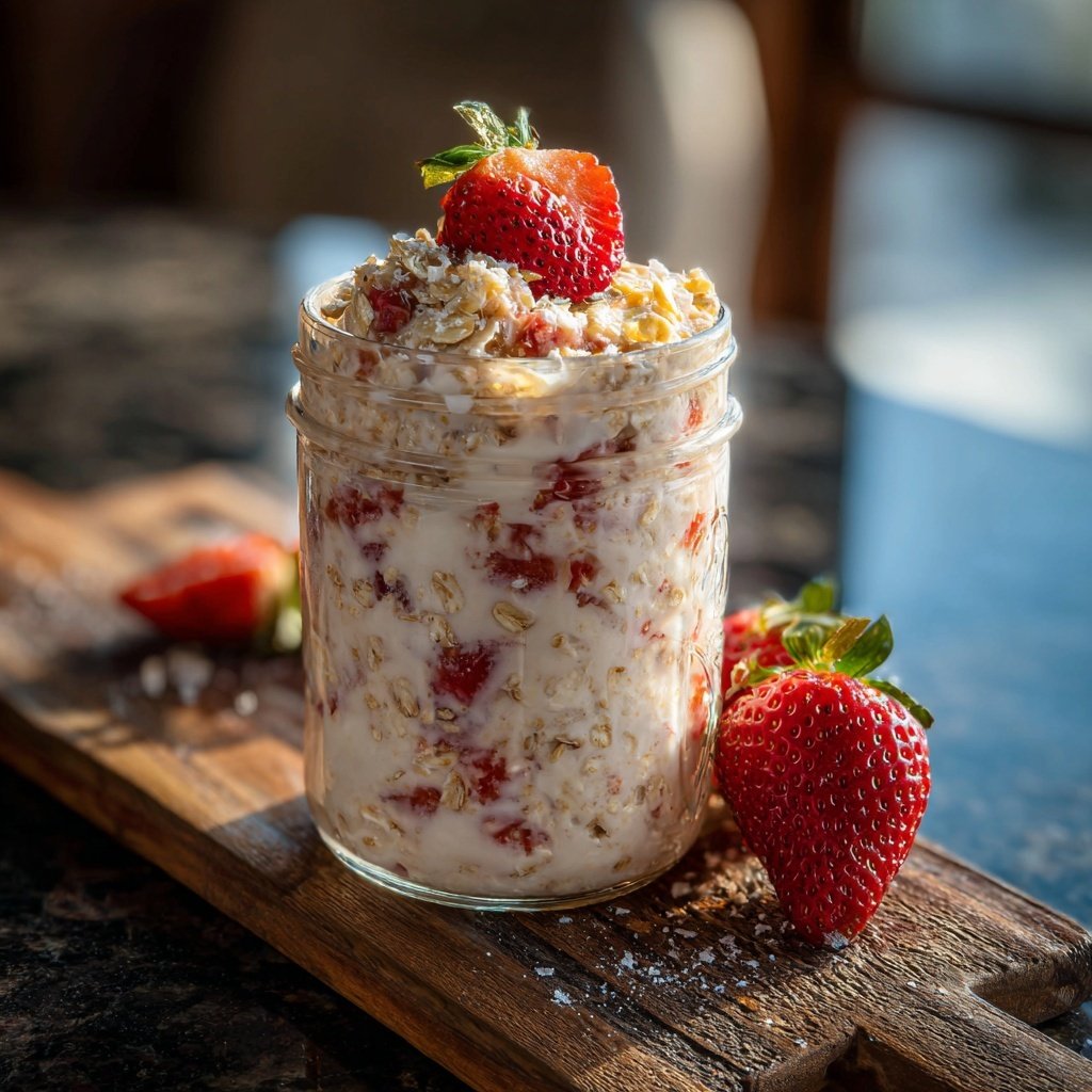 Erdbeer-Kurze-Kuchen Overnight Oats
