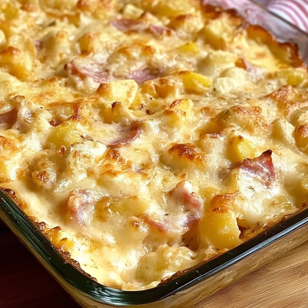 CREMIGER KARTOFFELAUFLAUF MIT SCHINKEN