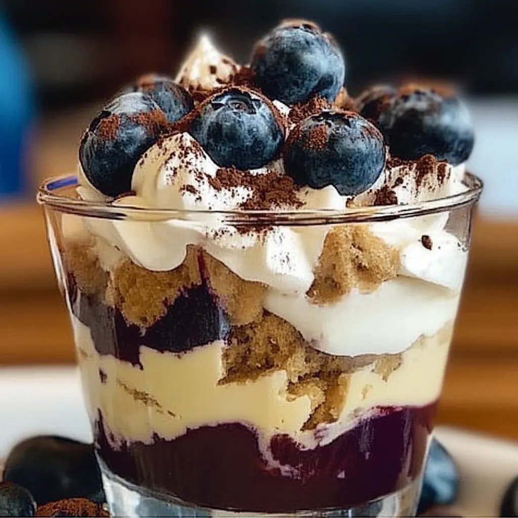 Blaubeer Tiramisu im Glas ohne Ei & Alkohol