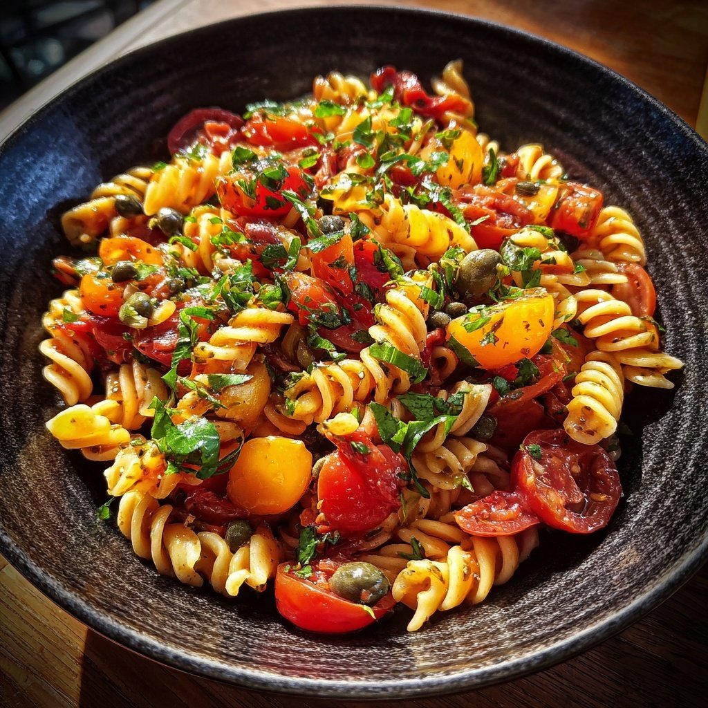 Mediterraner Nudelsalat Mit Kapern Beeren