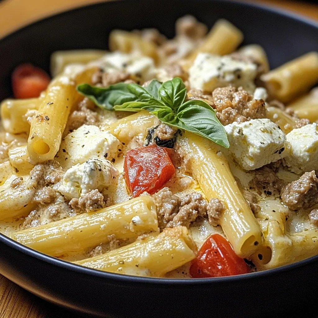 Rigatoni in Hack-Feta-Creme