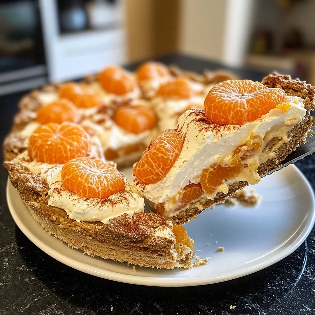 Spekulatius-Kuchen mit Quark und Mandarinen